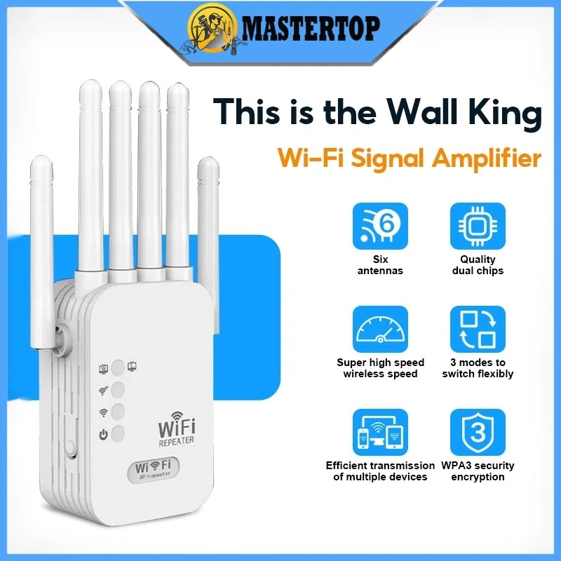[READY STOCK]5G Dual Band 6 Antena Wifi Range Extender Router Penguat Sinyal 300M WIFI Repeater Wireless