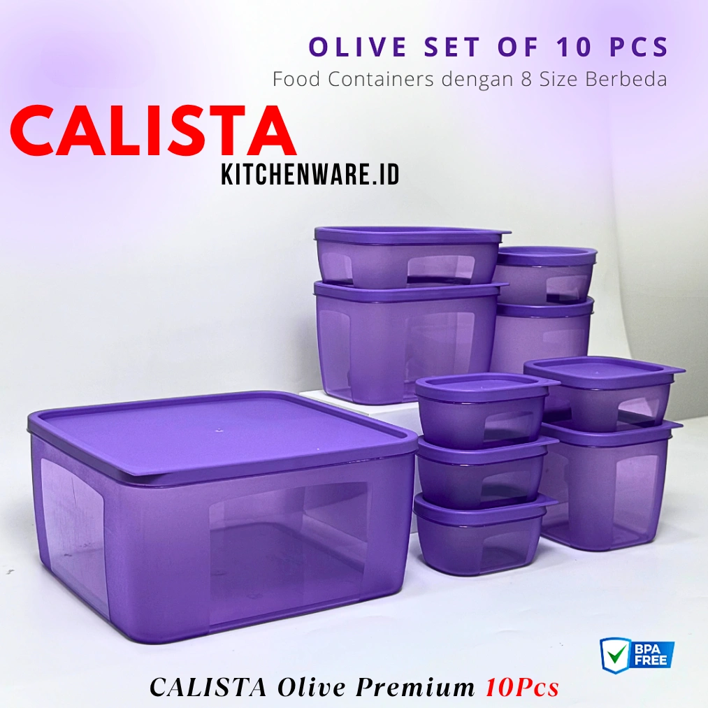 [ CALISTA ] Toples Plastik Bening Premium Olive Ungu 10Pcs Toples Bumbu Dapur Kedap Udara Food Container Kulkas Food Grade