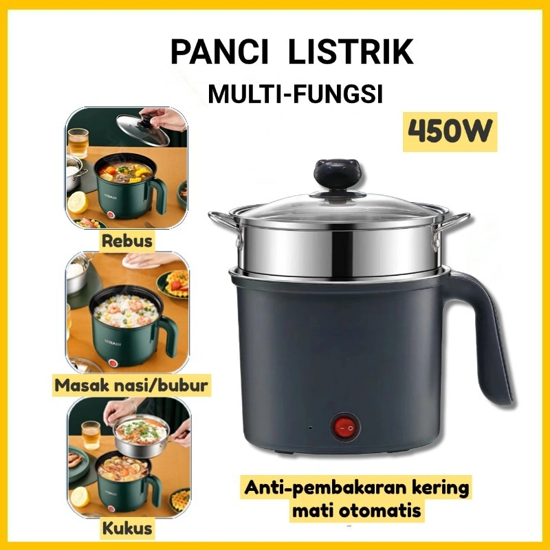 Multifungsi Electric Fry Pan / Panci Listrik Lapisan Keramik 18CM