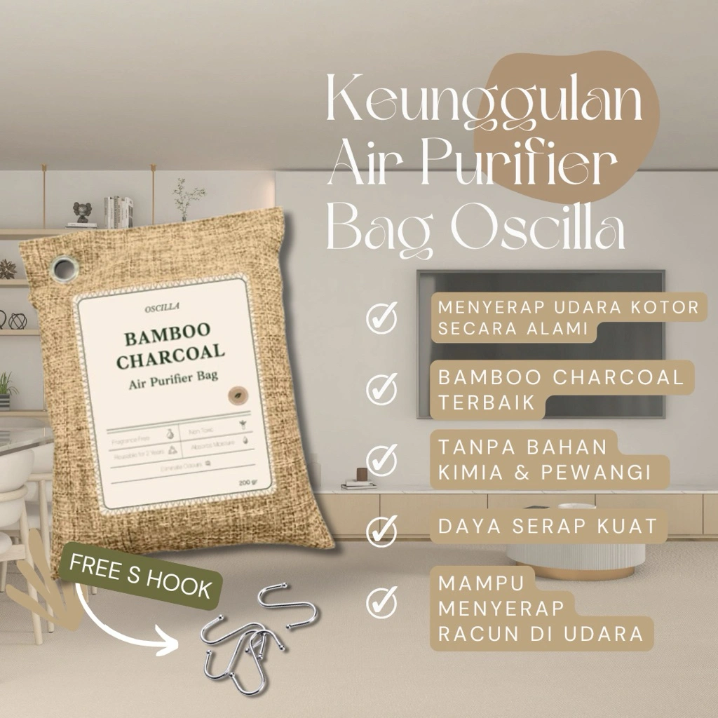 Oscilla Bamboo Charcoal Air Purifier Bag | Penyerap Bau & Lembab | Reusable 2 Tahun