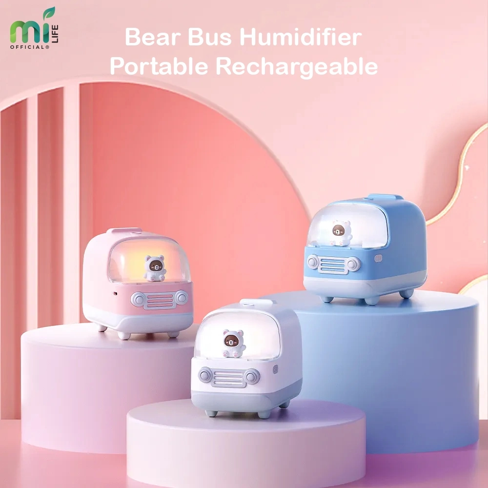 MILIFE Humidifier Ultrasonic Bus Model Rechargeable Mist Portable Light Pelembab Ruangan Lampu Malam