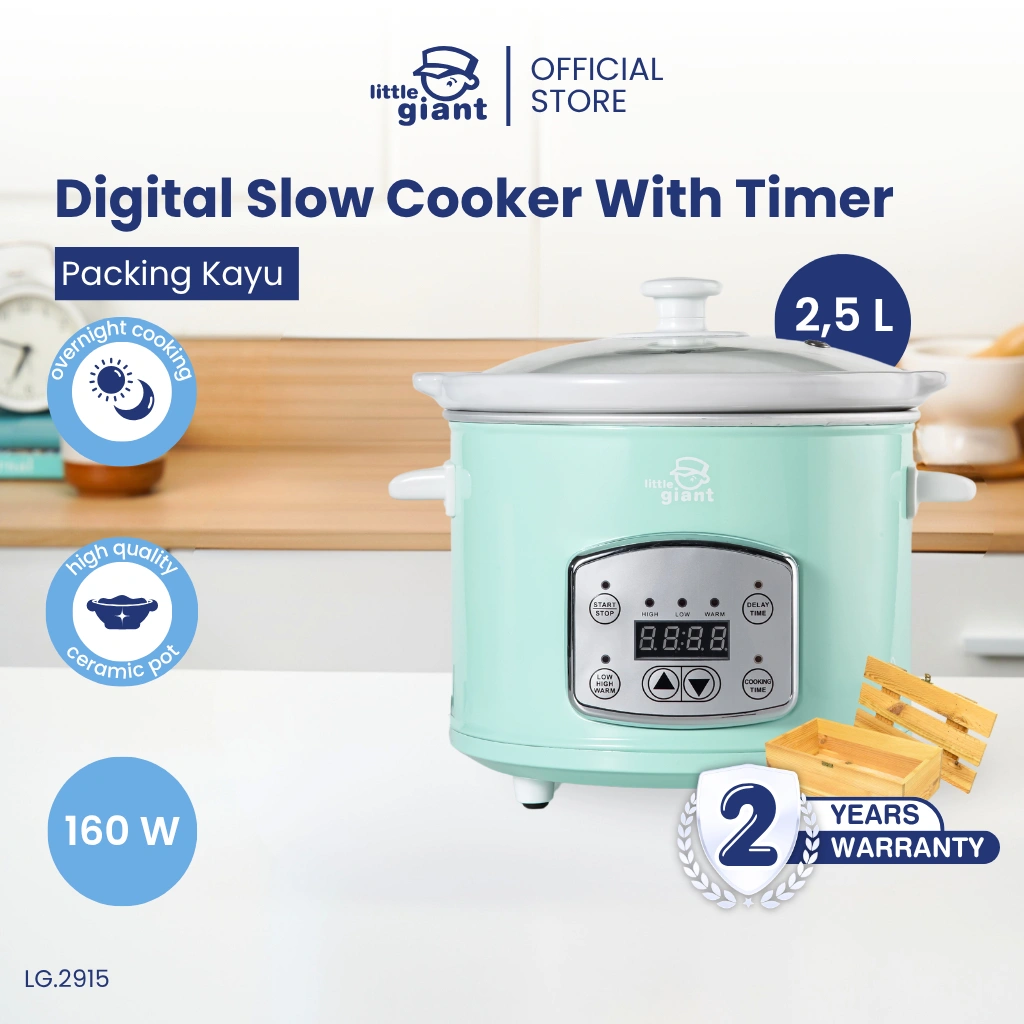 Little Giant Digital Slow Cooker With Timer 2.5 Liter (INCLUDE PALET) | Pemasak pelan | pemasak sup | Alat MPASI | Cooker MPASI