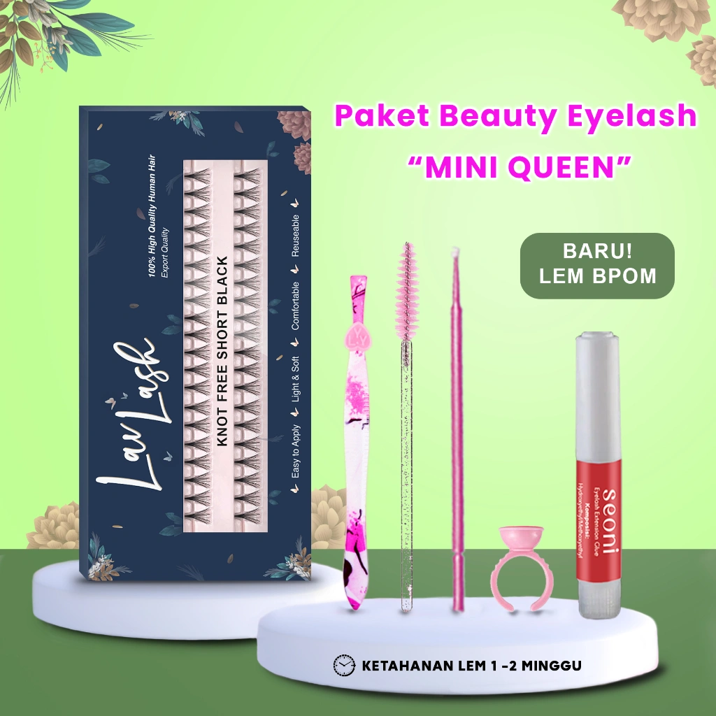 Eyelash Extension 1 Box + Lem Tahan 3-4 Minggu Tidak Perih Paket Bulu Mata Palsu Pasang Sendiri