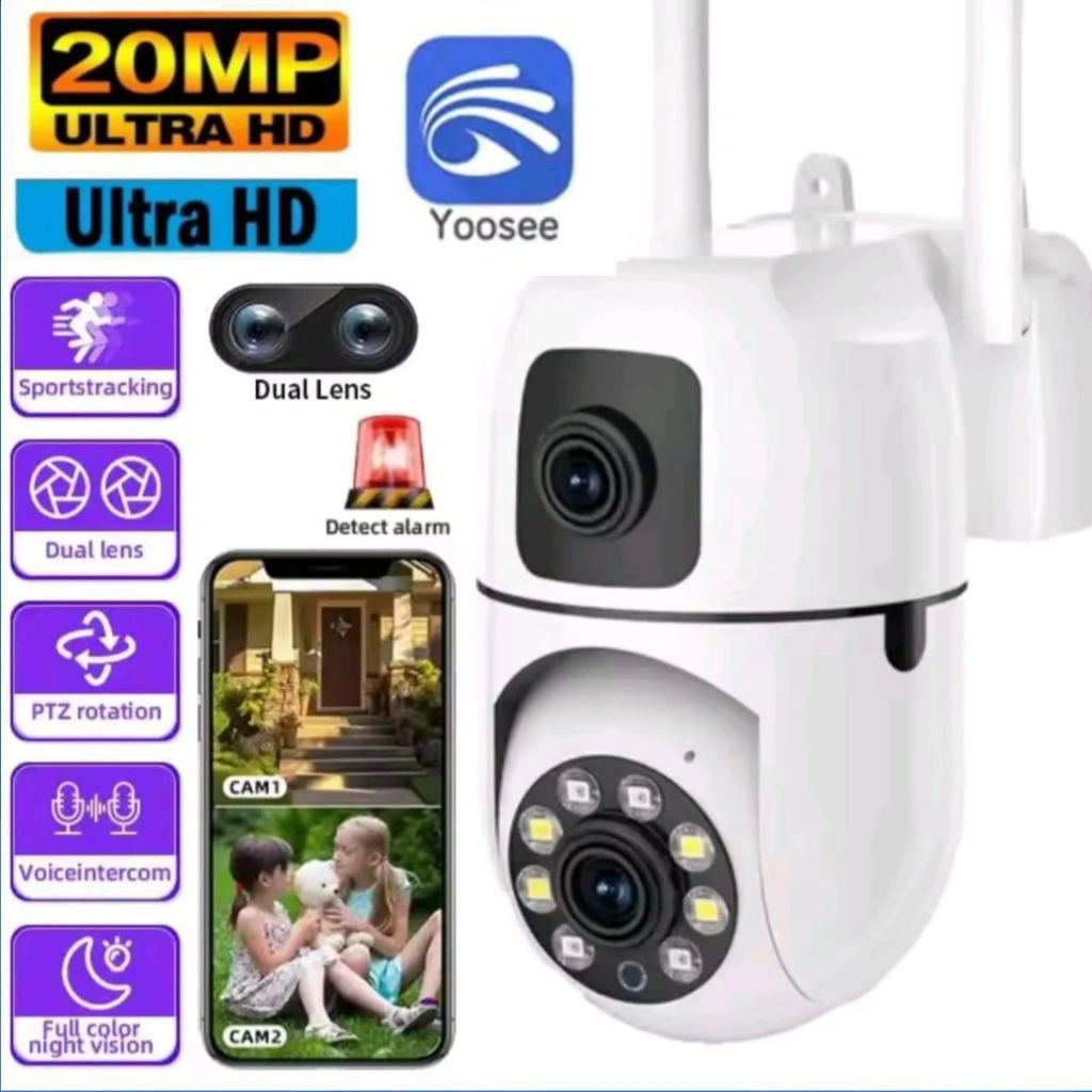Yoosee Kamera IP Dual Lens PTZ WiFi Ultra HD 20MP dengan Kontrol 360° dan Deteksi Cahaya IR Color