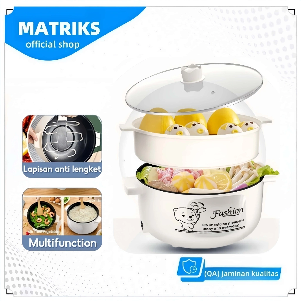 Panci Elektrik Serbaguna Panci Listrik / Multifunctional Electric Cooker Free Steamer / Panci Elektrik / Cooking Pot Household mini Rice Cooker Non Stick Pan Frying Panci Listrik