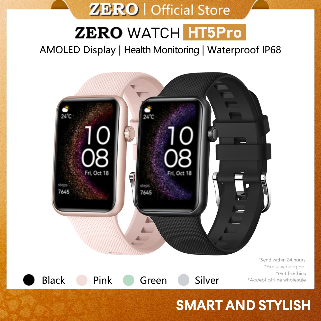 [BEST SELLER] Zero HT5Pro Smartwatch AMOLED Full Touch Screen Up to Two-Week Battery Life Waterproof IP68 Sleep Health Management Fitness Tracker All-Day Comfortable Wearing Sport Smartband  Bluetooth Calling Wireless Charging Jam Tangan Wanita Pria