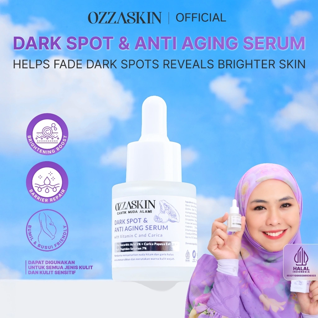 Bisa COD Ozzaskin Official By Oki Setiana Dewi Dark Spot & Anti Aging Serum With Vitamin C And Carica 1 Pcs Dark Spot & Anti Aging Serum Vit C and Carica sebagai Pencerah Wajah Alami Pelembab Perawatan Wajah Membantu Memudarkan Flek