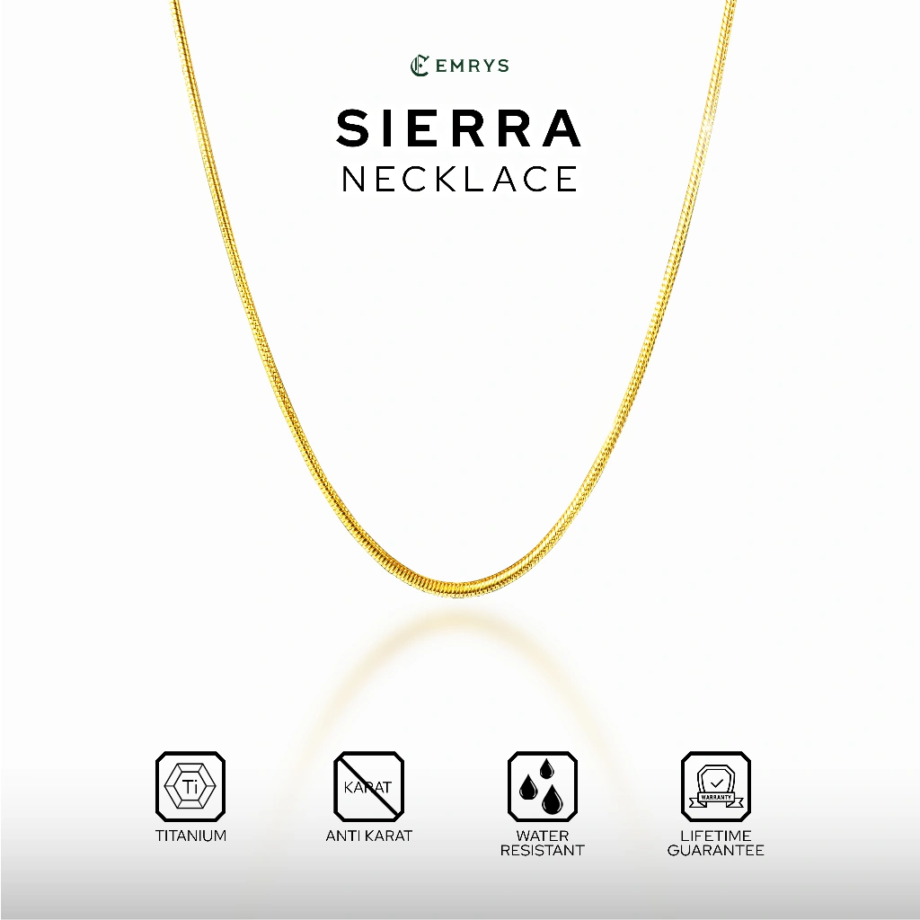 BUY 1 FREE 1 GIFT Emrys Necklace SIERRA Real Titanium Anti Karat Kalung Titanium Pria Wanita