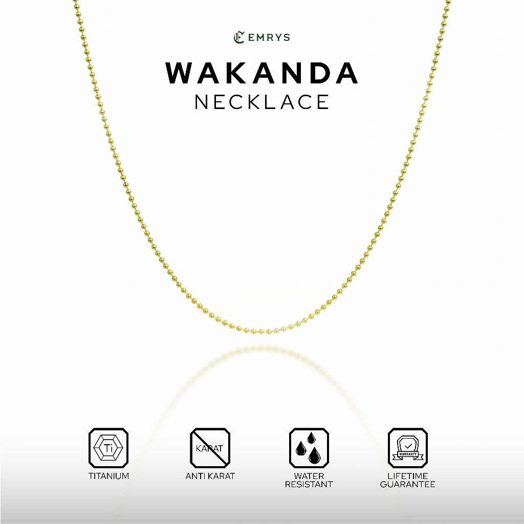 BUY 1 FREE 1 GIFT Emrys Necklace WAKANDA Real Titanium Anti Karat Kalung Titanium Pria Wanita