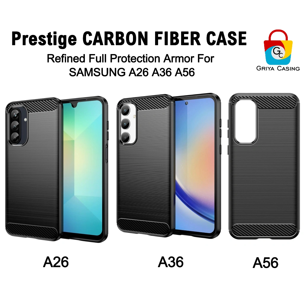 Case Samsung A26 A36 A56 prestige CARBON FIBER Rugged Shockproof Armor Shield Softcase