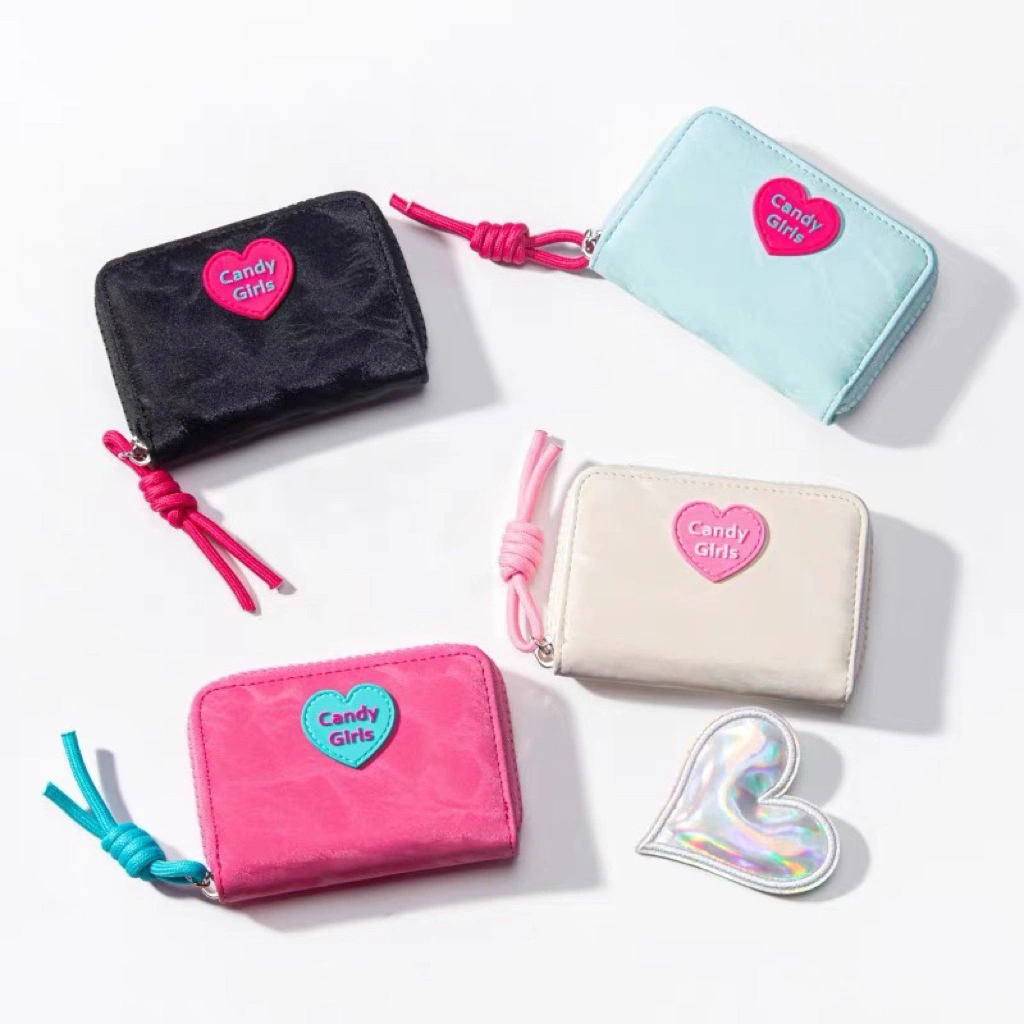Dompet Wanita Koin Sebuah mini resleting baru gadis permen yang cantik dan lucu Dompet
