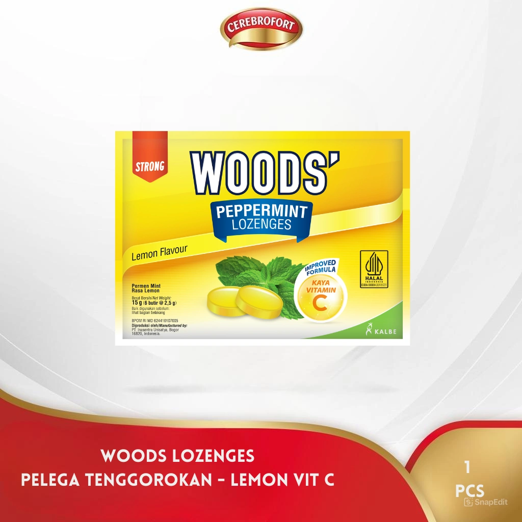 Woods Lozenges Lemon Vitamin C - Pelega Tenggorokan