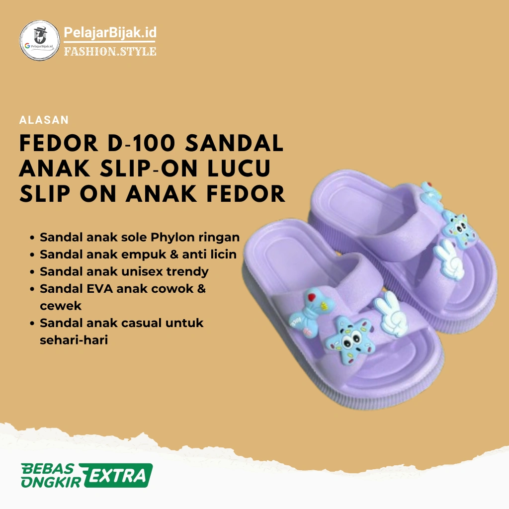 FEDOR D‑100 Sandal Anak Slip‑On Lucu | Slip On Anak Fedor D100