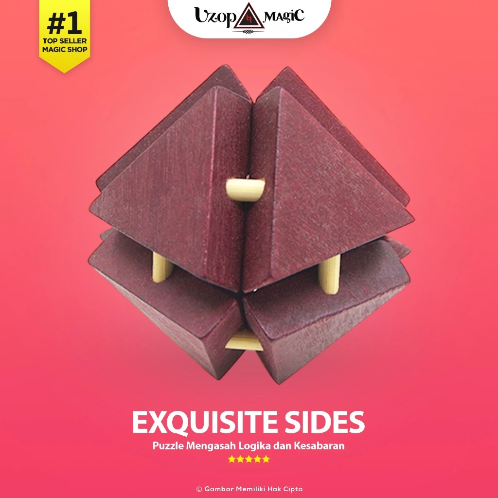 Puzzle Kayu 3D Kongming Lock Exquisite on All Sides - Puzzle Edukatif Anak & Dewasa - Uzop Magic Shop