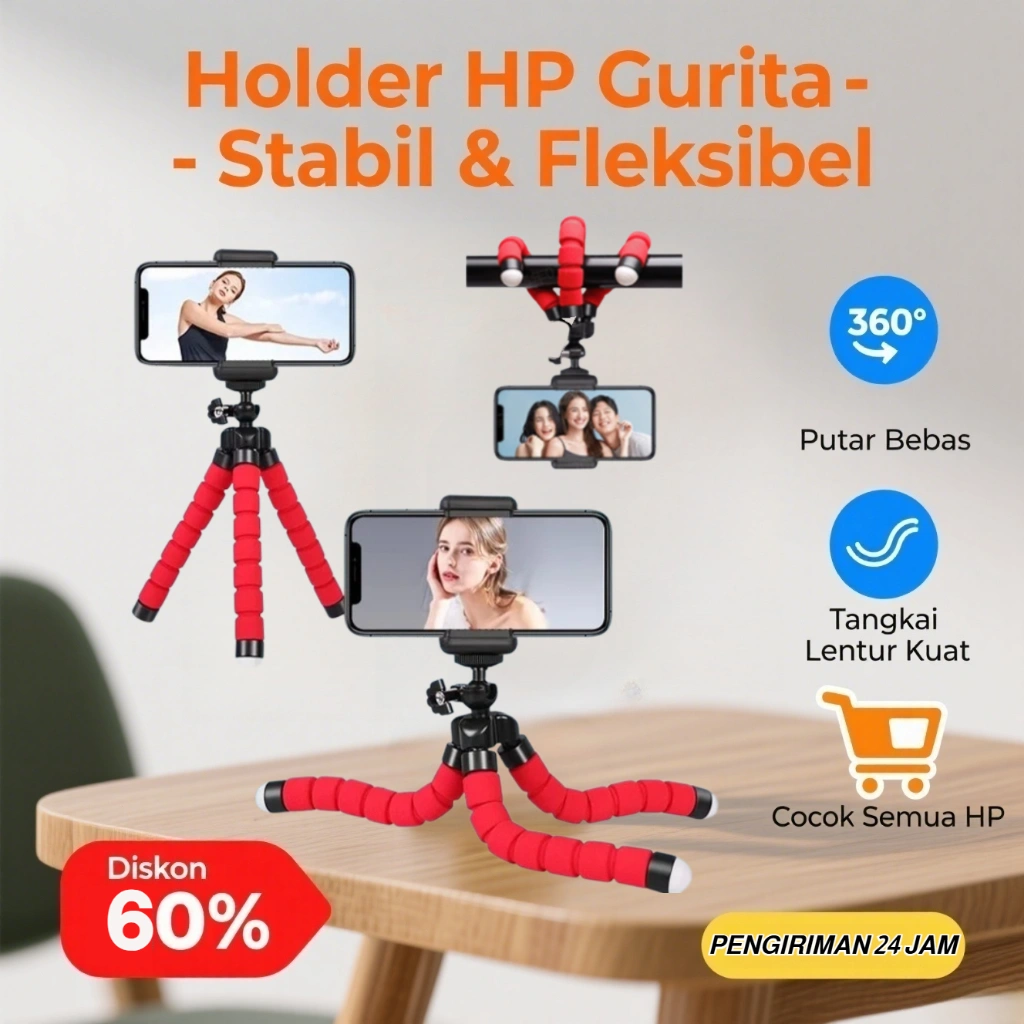 ⚡️COD+GRATIS ONGKIR⚡️【Photography Artifact】Octopus Lazy Phone Holder /Dudukan Ponsel Fleksibel Tripod Gurita/Tripod Mini Spider Multifungsi / Portabel Holder U Kamera Selfie /Bentuk Berkelok-Kelok Apa Pun Portable Support Stand Braket