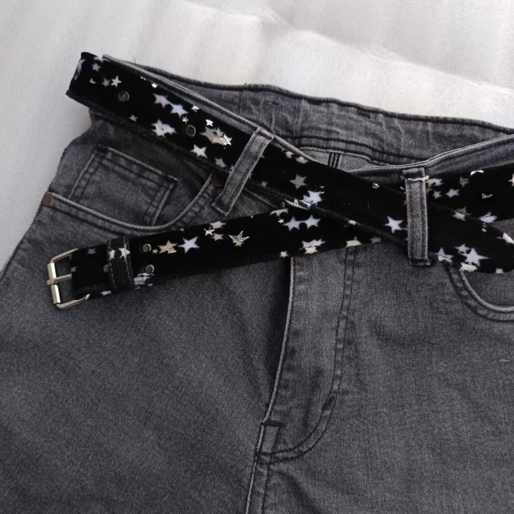 Ikat Pinggang Leopard Full Black Star | Belt Leopard Unisex Pria Wanita | Gesper Leopard Skena