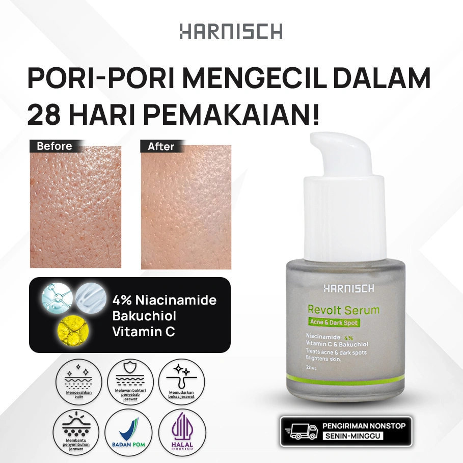 HARNISCH REVOLT SERUM  Serum Dark Spots dan Brightening Bekas Jerawat Mencerahkan serum pencerah kulit menghilangkan flek hitam pada wajah obat jerawat serum wajah serum bekas jerawat aman untuk segala jenis kulit 22ml BPOM