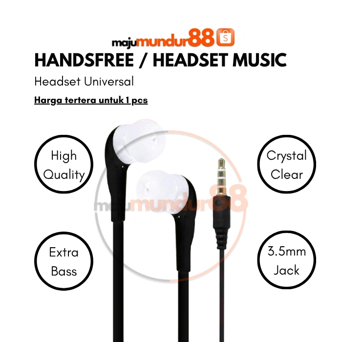Handsfree / Earphone / Headset Non Mic Headset Music Murah 3.5mm Jack