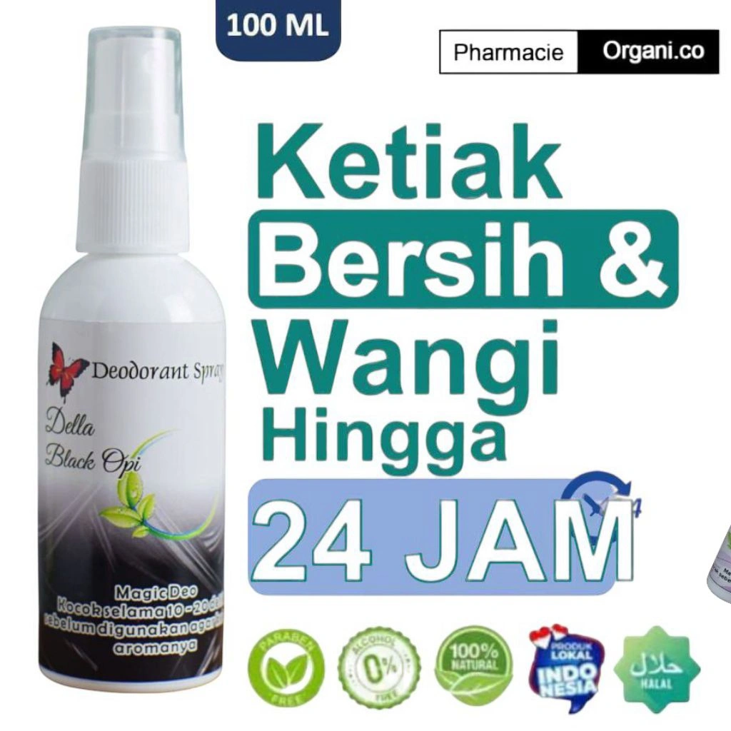 NATURAL DEODORANT TAWAS SPRAY WITH  DELLA BEAUTY PENGHILANG BAU BADAN THERAPEUTIC GRADE+ ORGANIC BY PHARMACIE ORGANICO