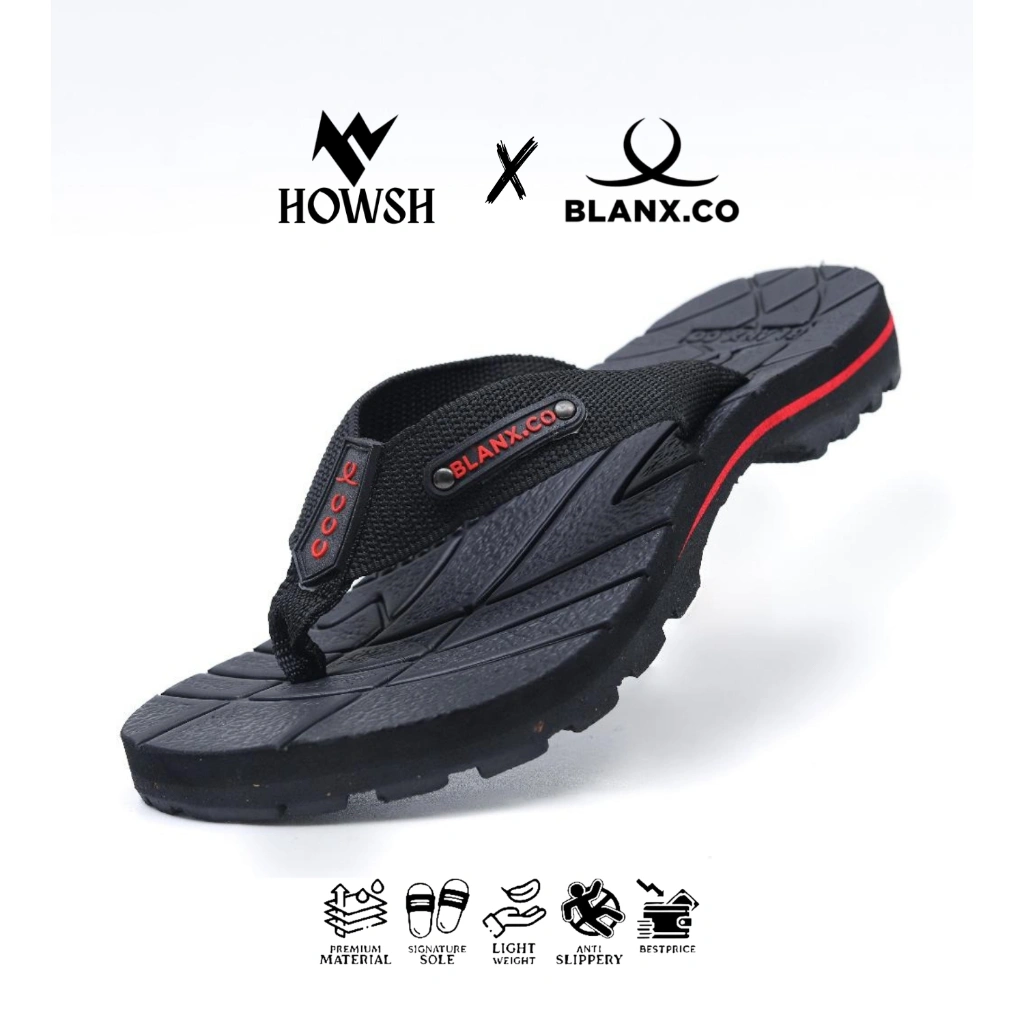HOWSH x BLANX.CO - Sandal Gunung Pria | Sandal Pria Casual Jepit Gunung hitam Original