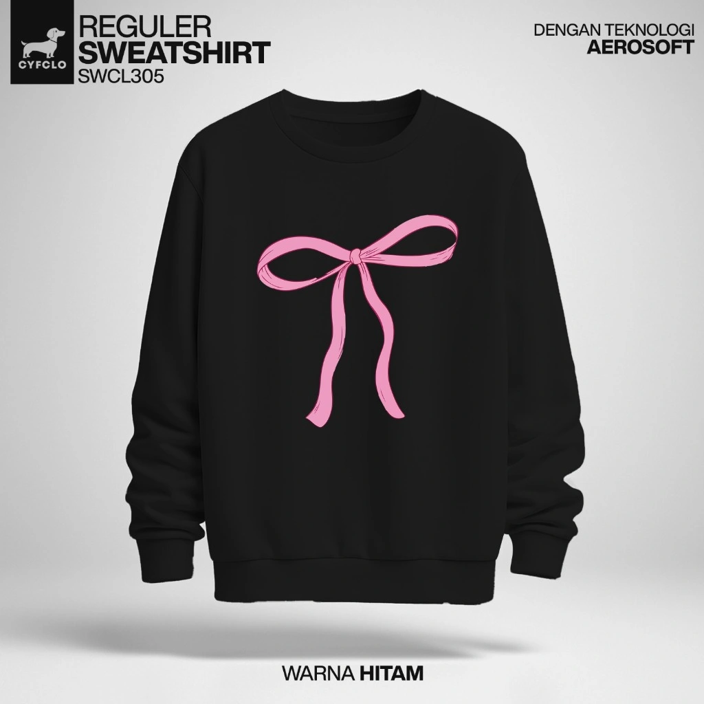 CYFCLO Sweater Crewneck Wanita Fleece Sablon DTF Lembut Menghangatkan Nyaman dipakai | SWCL305-Pita