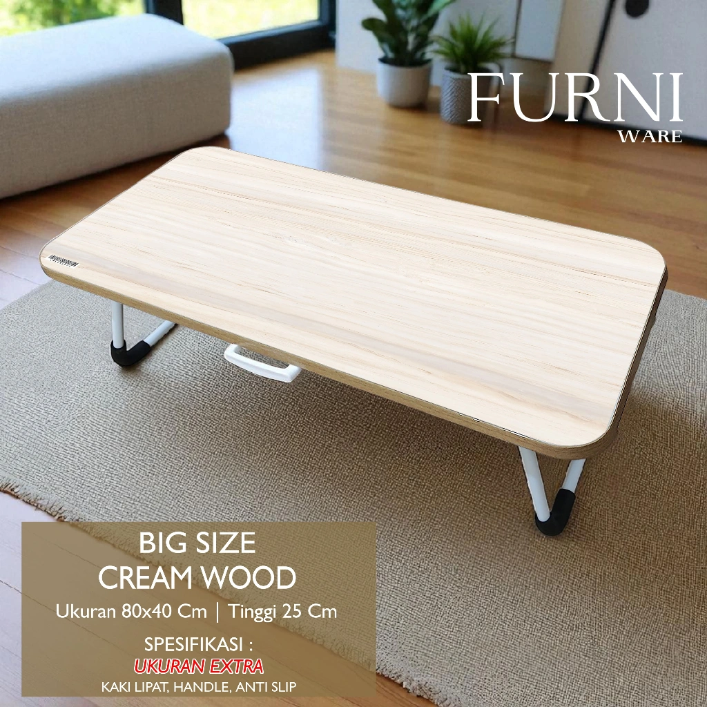 Meja Belajar Lipat 80x40cm Jumbo Import Meja Belajar Portable Meja Laptop Tipe Besar Ukuran 80x40x25 Cm FURNIWARE