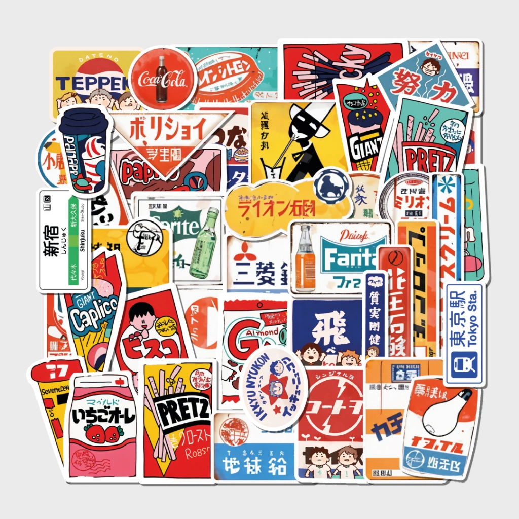 Vinyl Sticker Pack Japanese Vintage Aesthetic Waterproof – Stiker Laptop Helm Tumbler Jurnal Koper