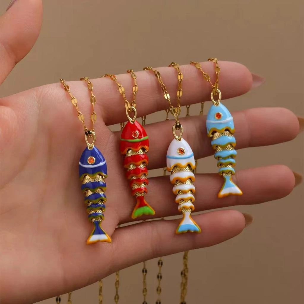 Kalung Wanita Ikan Mas/Kalung Liontin Ikan Koi Keberuntungan/Kalung Liontin Ekor Ikan Lucu/Kalung Seri Laut Baru 2025/Perhiasan Tembaga Berlapis Emas/Kalung Keberuntungan