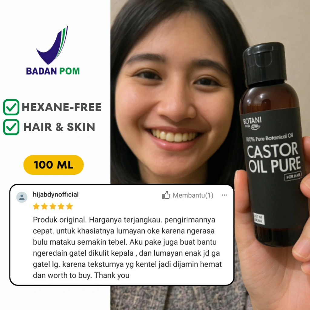 Castor Oil Murni 100% Pure Hexane Free | Treatment Rambut dan Kulit Aging & Berjerawat | Botani Plus