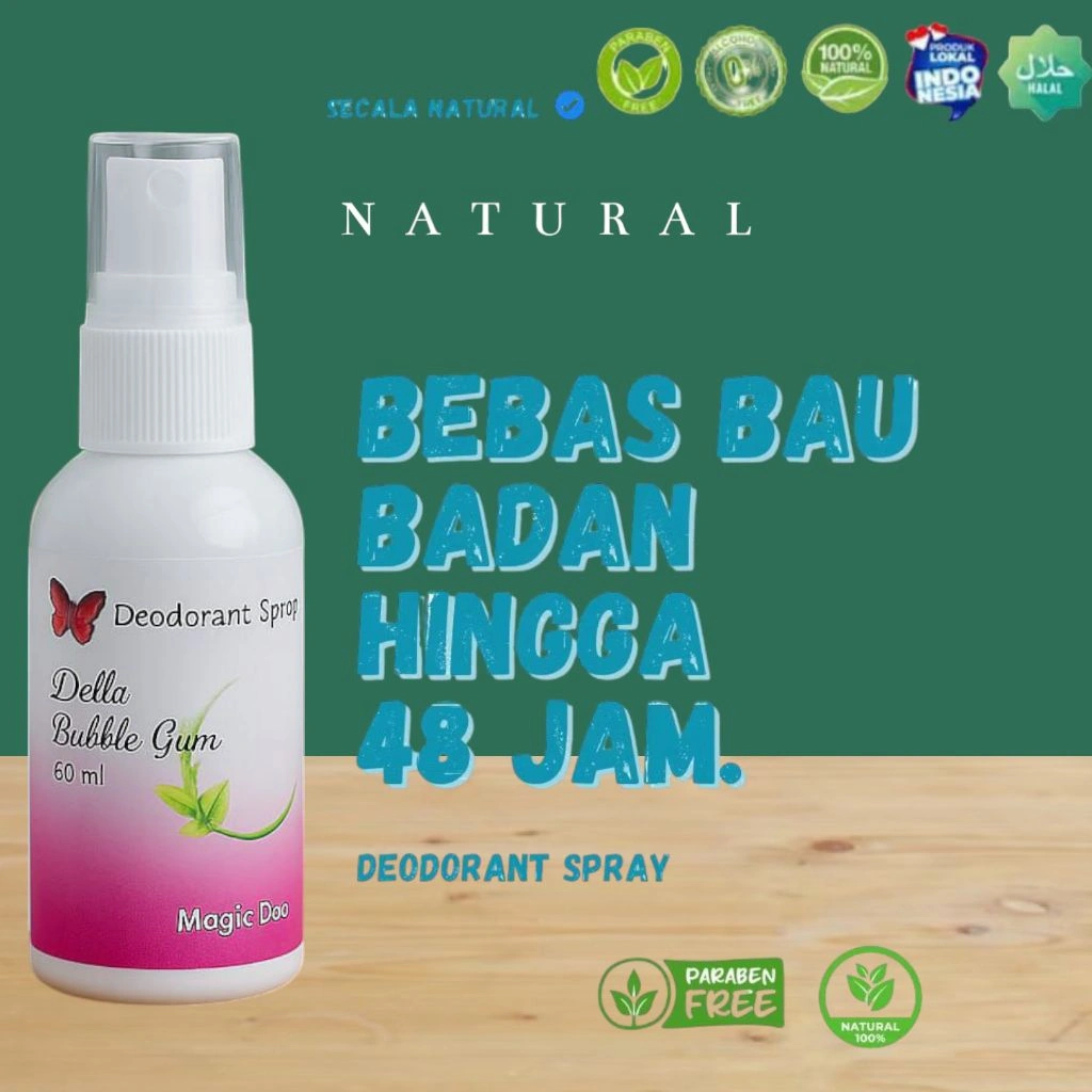 NATURAL DEODORANT TAWAS SPRAY WITH  DELLA BEAUTY PENGHILANG BAU BADAN THERAPEUTIC GRADE+ ORGANIC BY PHARMACIE ORGANICO