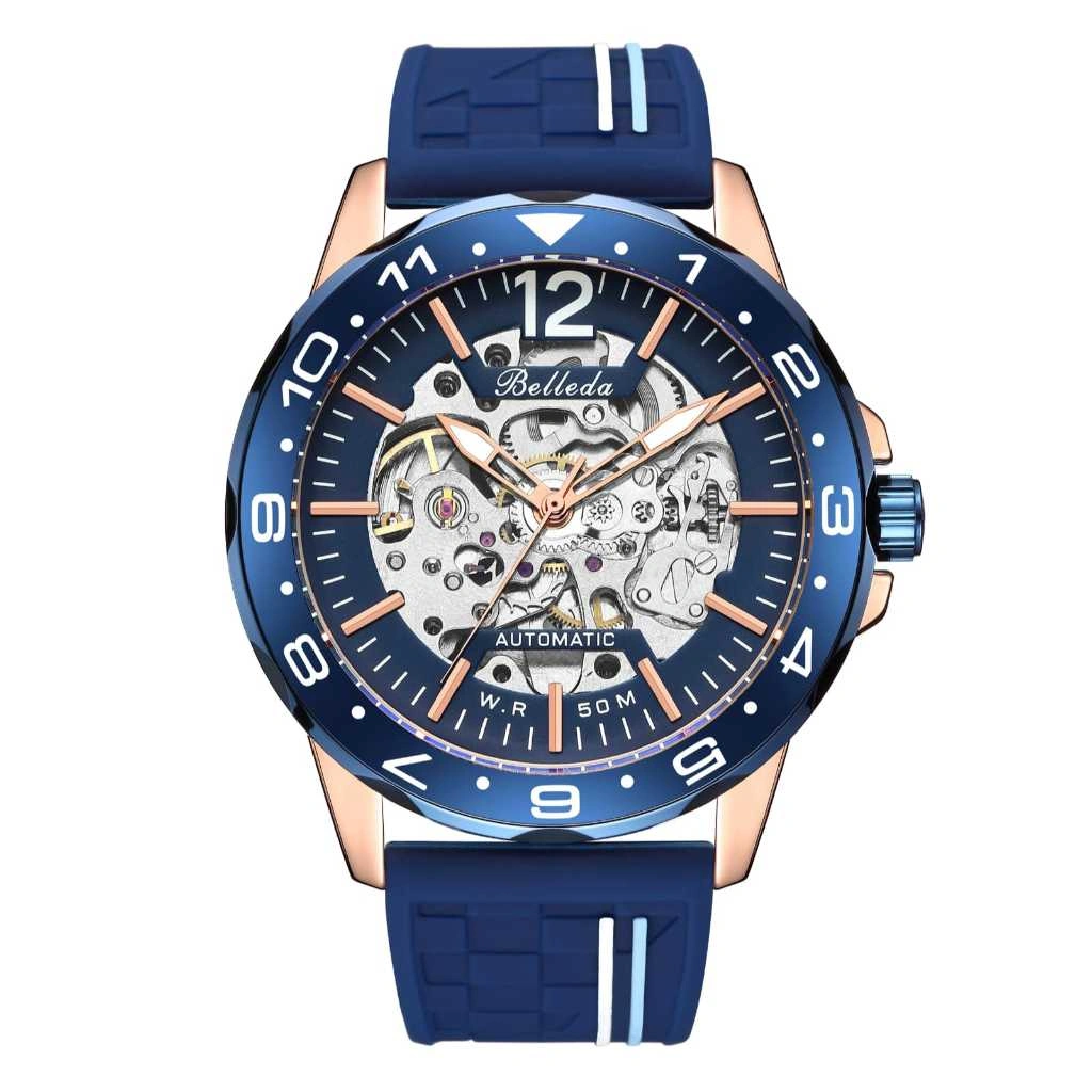 Jam Tangan Pria Belleda 9632 Otomatis Strap Rubber Casual Waterproof Fashion Watches Original