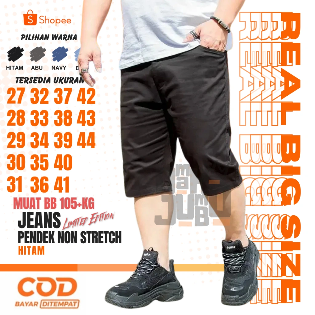 celana jeans pendek jumbo big size 38 - 54