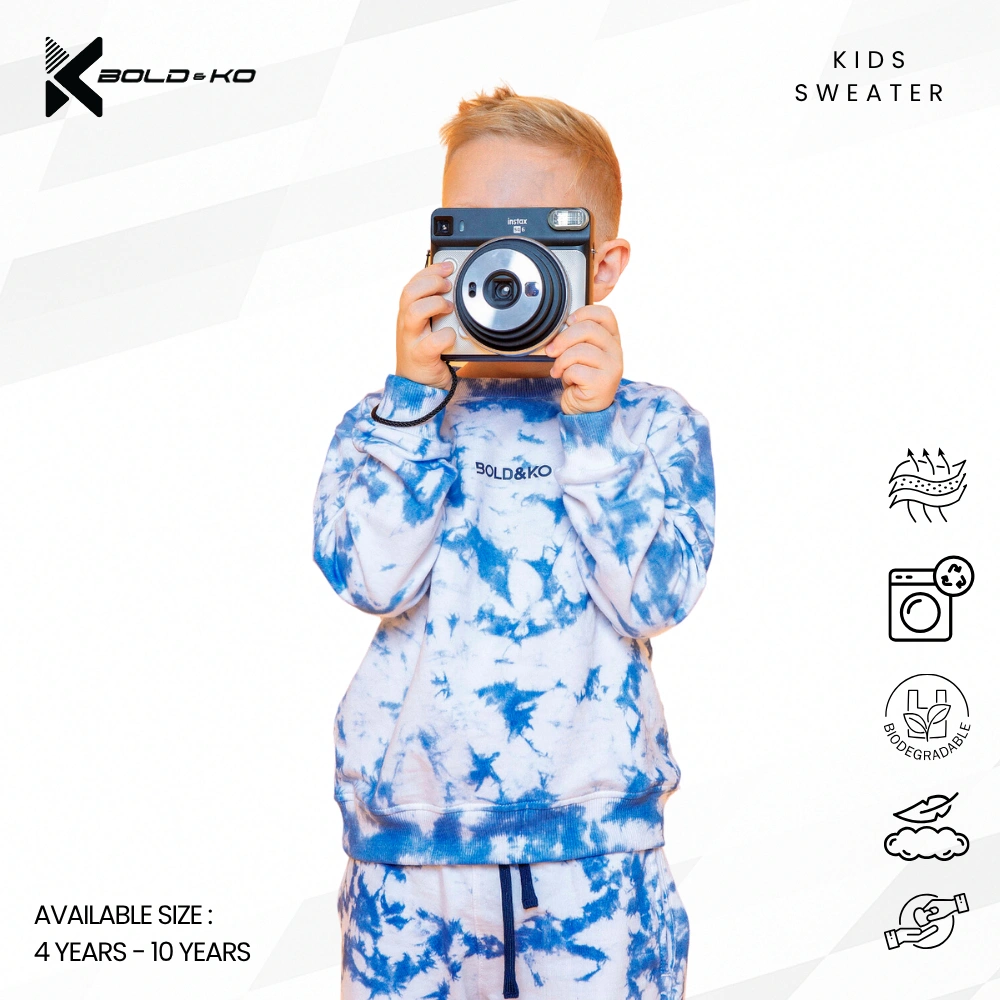 BOLD&KO Tie Dye Sweater Premium Biru /Sweater Anak Laki-Laki /Sweater Anak Perempuan /Atasan Anak