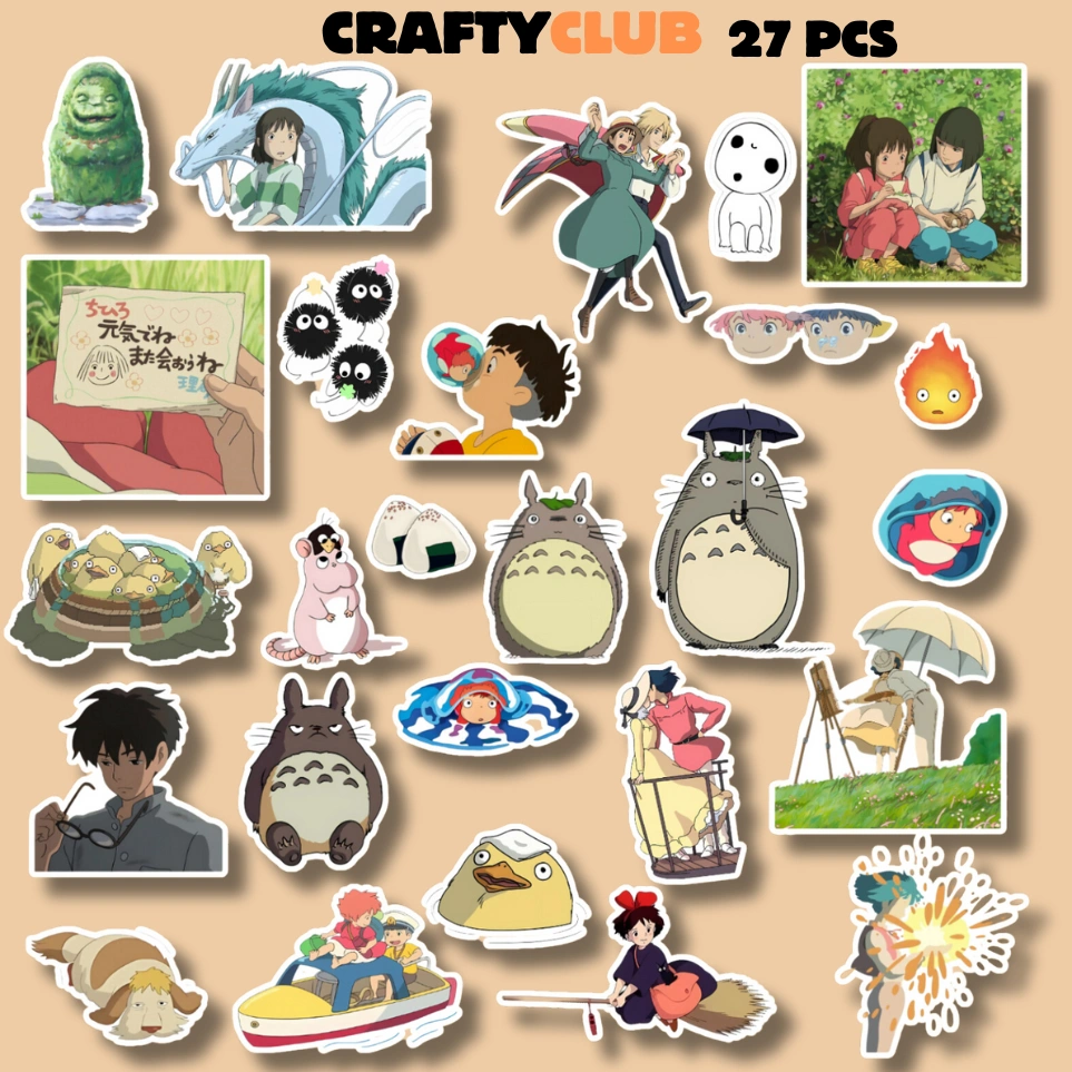 Stiker Anime Ghibli Totoro, Ghibli Aesthethic (Vinyl 27 PCS) untuk laptop,tumblr dan helm
