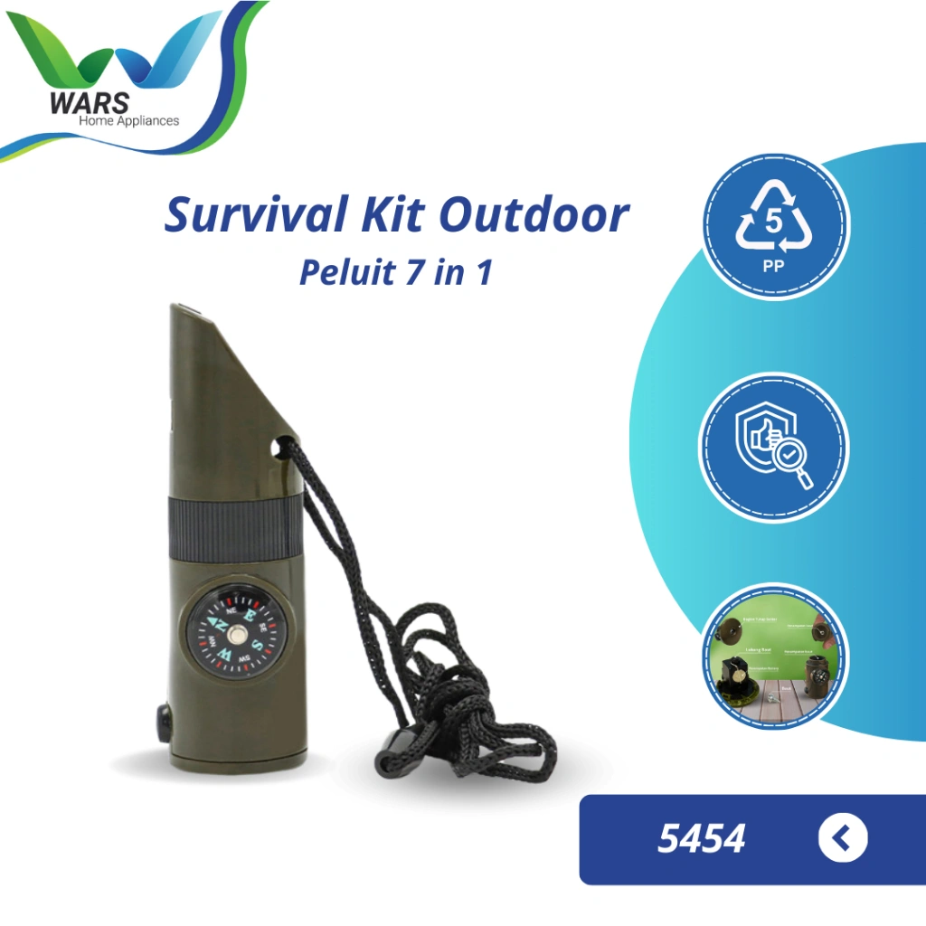 WARS Sos 7 in 1 Survival Kit Outdoor Peluit Kompas Senter Kaca Pembesar