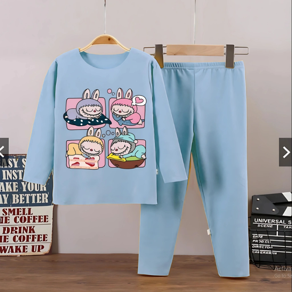NAJWA - Setelan Piyama Anak Unisex Karakter Kartun Bubu Terbaru / Fashion Setelan Baju Tidur Anak Kartun Monster Bubu LBB Terlaris