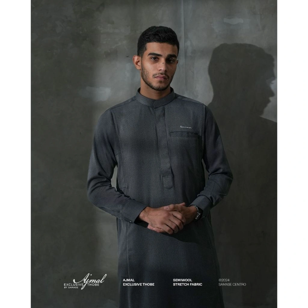 Samase Jubba Saudi Premium Ajmal Exclusive Thobe Lengan Panjang R068 Semiwool Stretch