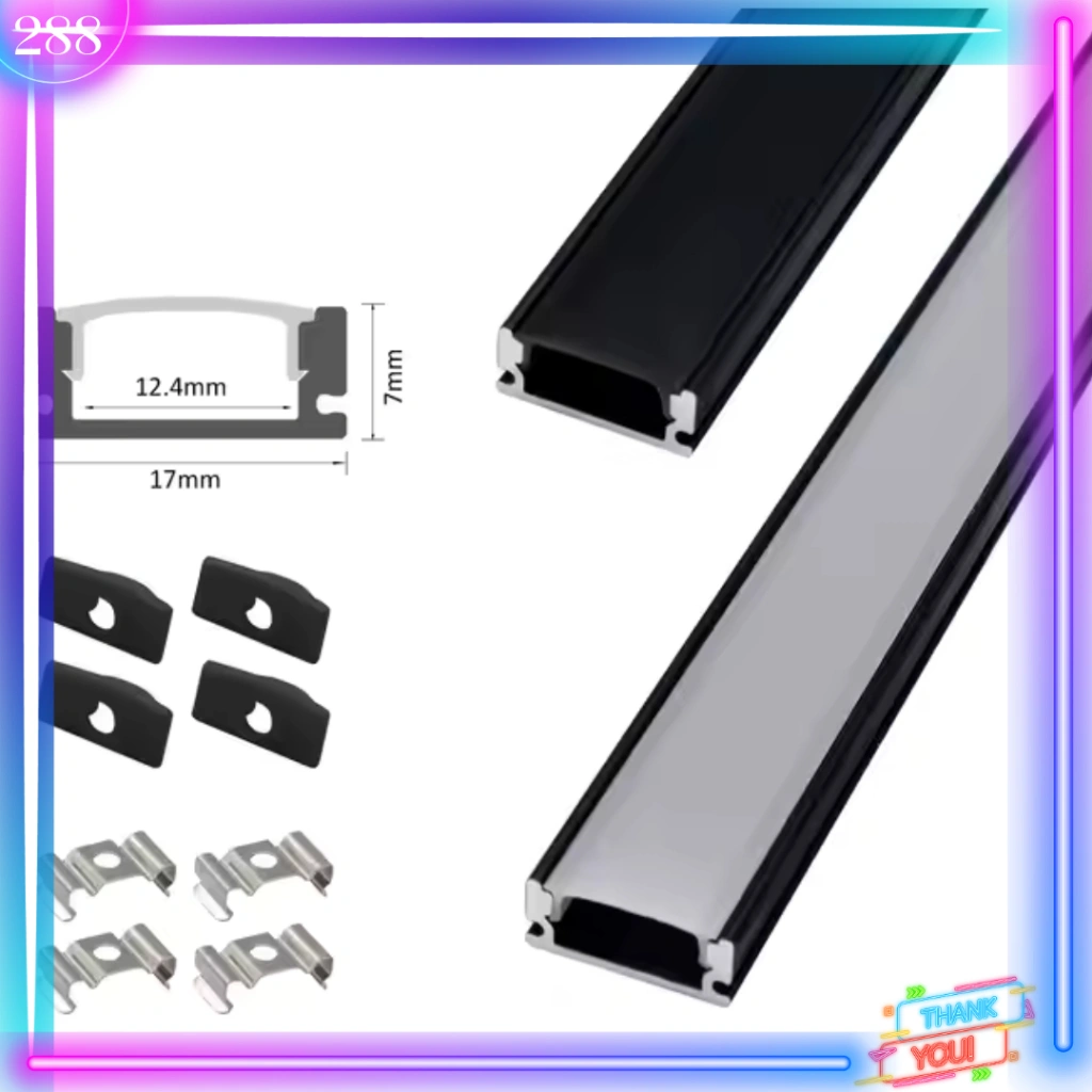 LED Profile Cover Casing Housing LED Strip Rigid Aluminium 1 Meter  (BODY HITAM)