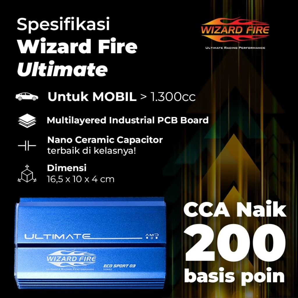 Wizard Fire Stabilizer Aki Mobil (Battery Stabilizer / Voltage Stabilizer) Tipe Ultimate Mobil Transmisi Matic