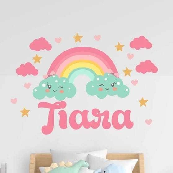 Pusat Wallsticker - Stiker Dinding Pelangi Rainbow Custom Name / Wall Sticker Karakter Dekorasi Kamar Anak LSN241113