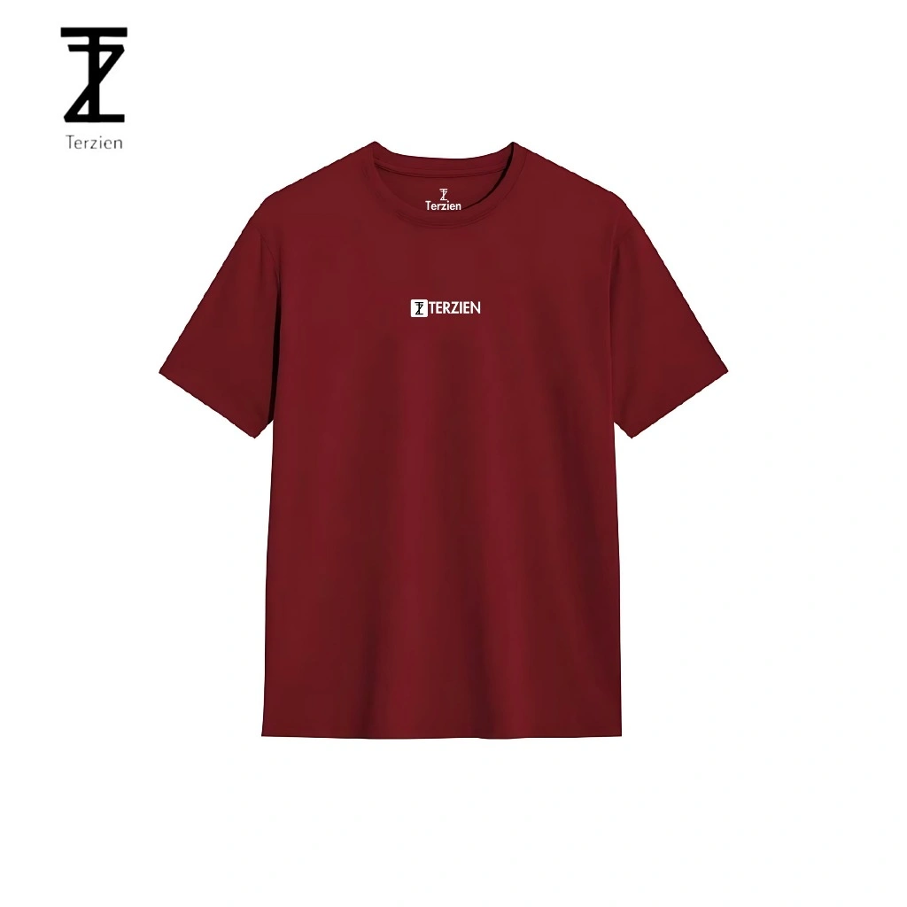 Terzien - T Shirt Kaos Pria Little Logo Maroon 24s Bahan Katun - H18