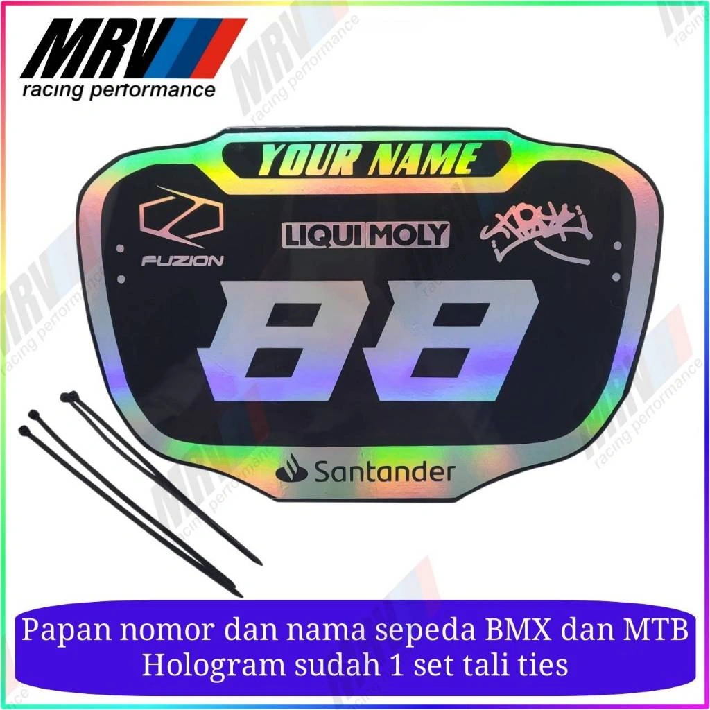 PAPAN NOMER BMX CUSTOM - PLATE NUMBER BMX - NUMBER PLATE BMX - VISOR SEPEDA BMX CUSTOM NAMA DAN NOMOR MODEL B TAMBAHIN KE CATATAN YA