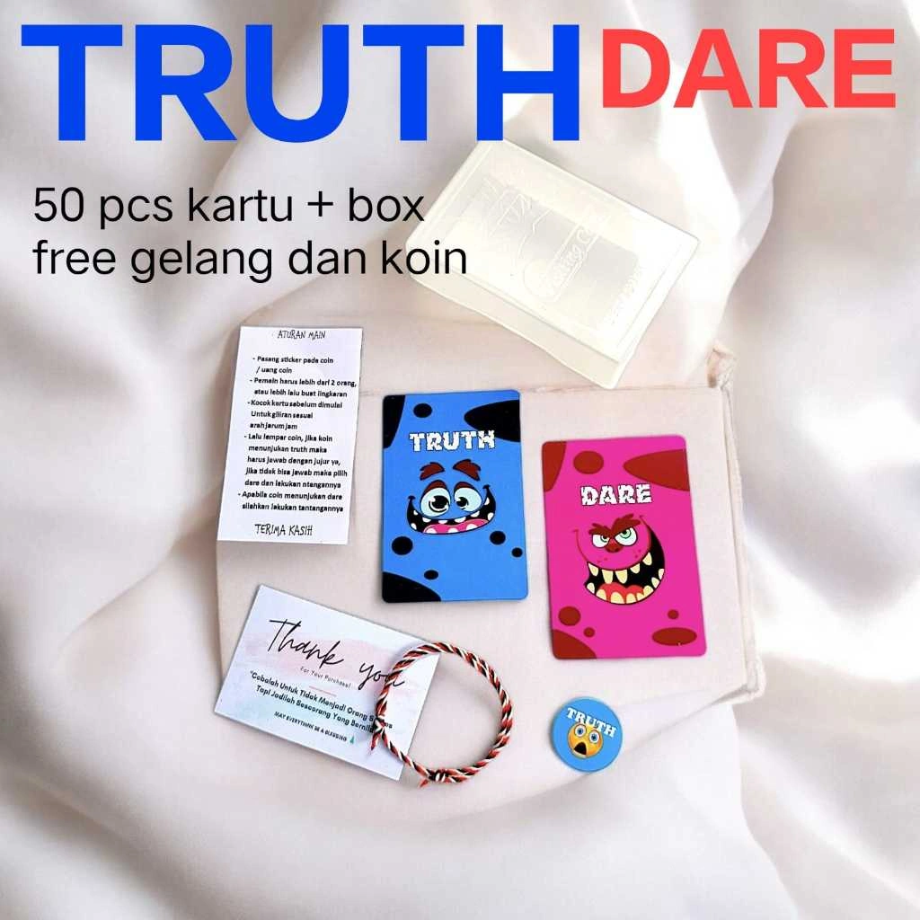 Kartu Permainan Truth or Dare isi 50 kartu free gelang dan koin