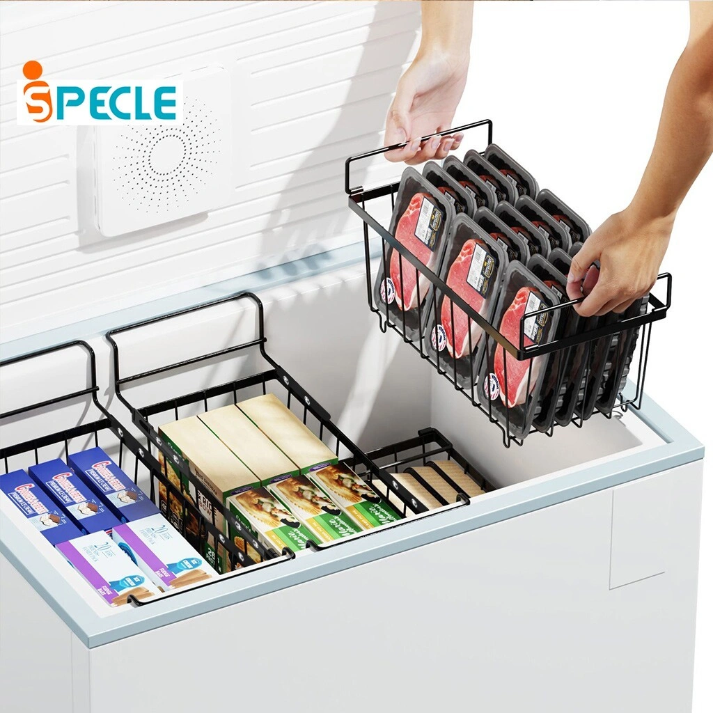 ISPECLE 4PCS Rak Organizer Keranjang Freezer Dada yang Untuk 140L/180L Deep Freezer Sortir dan Dapatkan Makanan Beku