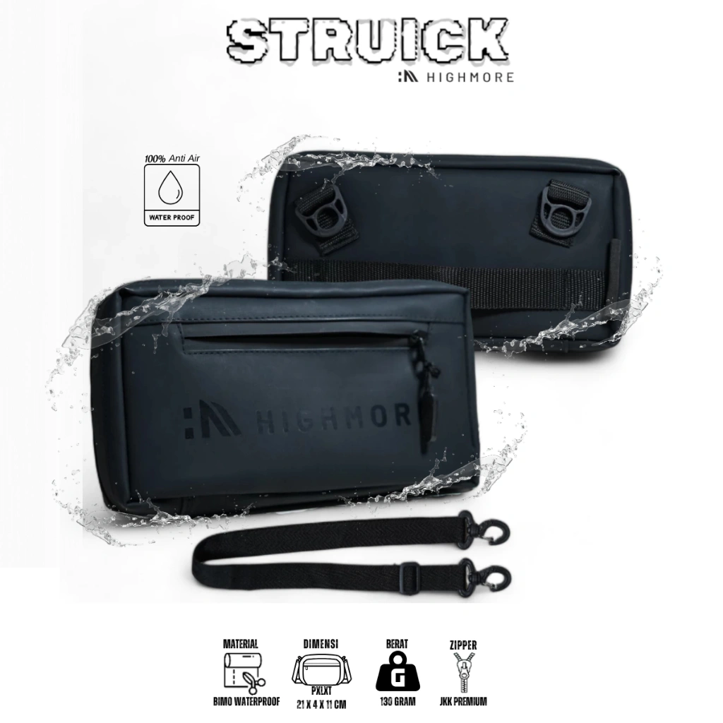 Promo Tas Selempang Pria 3in1 HIGHMORE STRUICK Clutchbag Handbag Original Multifungsi Waterproof