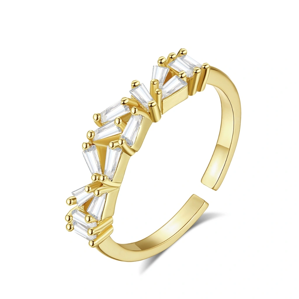 Kke Cincin Emas 18k Wanita Cincin Berlian Titanium Elegan Aksesori Fashion Dapat Disesuaikan GD105