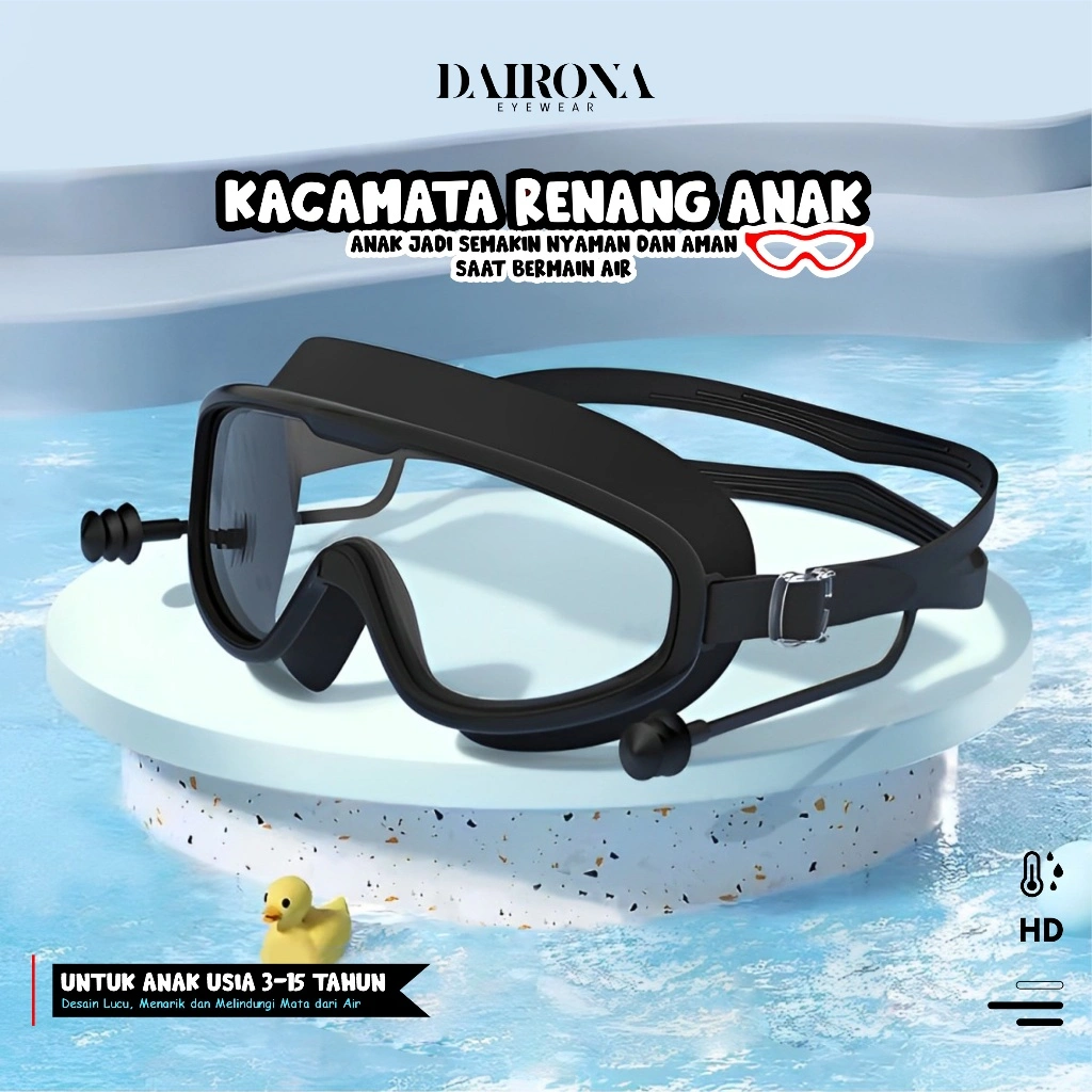 Dairona Eyewear Kacamata Renang Anak & Remaja Swimming Goggles Anti Embun HD Colorfull TR90+Silicone Ear Plug Terintegrasi Anak 809 & 8088