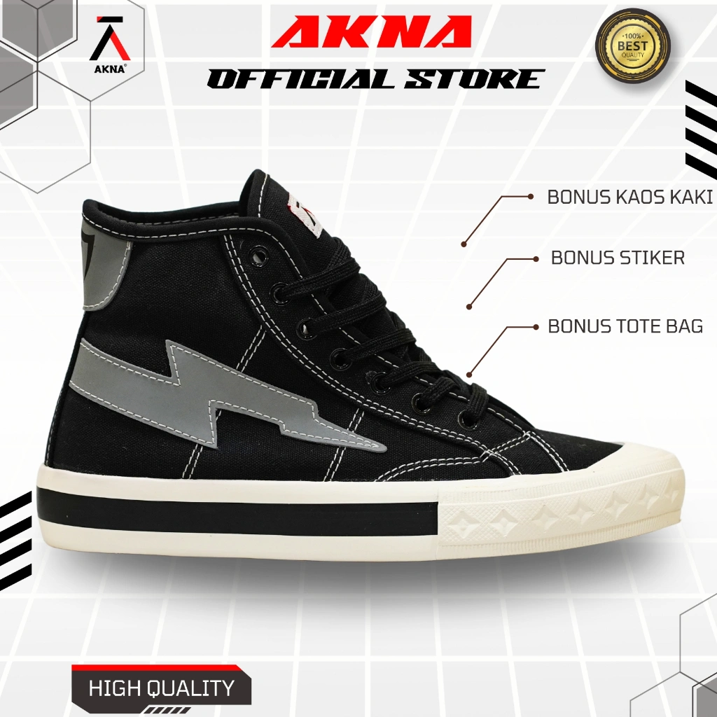 Sepatu Akna - Sepatu Sneakers Akna Aksara Reflektif High Pria Wanita