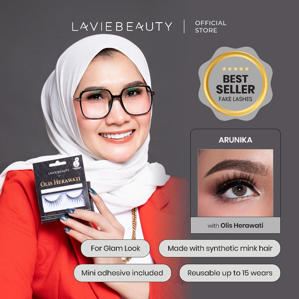 Lavie Beauty X Olis Herawati Arunika Bulu Mata Palsu Wisuda Glam Look Premium With Natural Hair Lashes