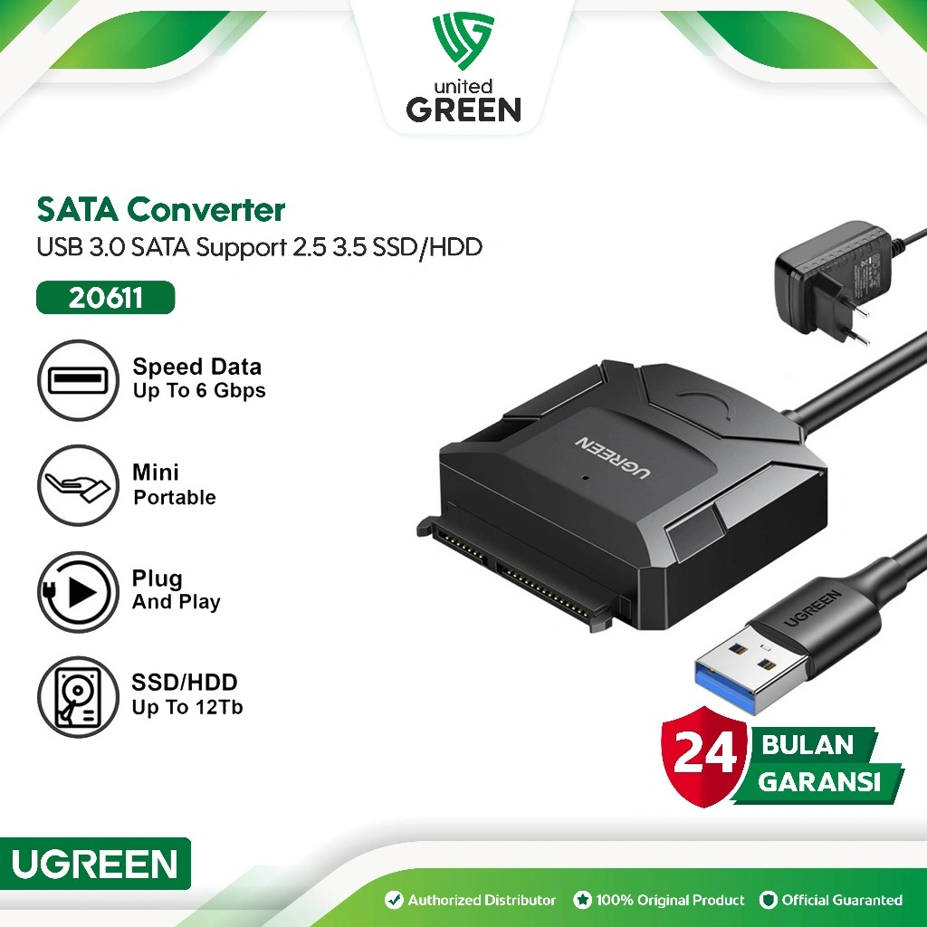 UGREEN Kabel SATA to USB 3.0 Hard Drive Converter HDD SSD 2.5'' 5Gbps 20611